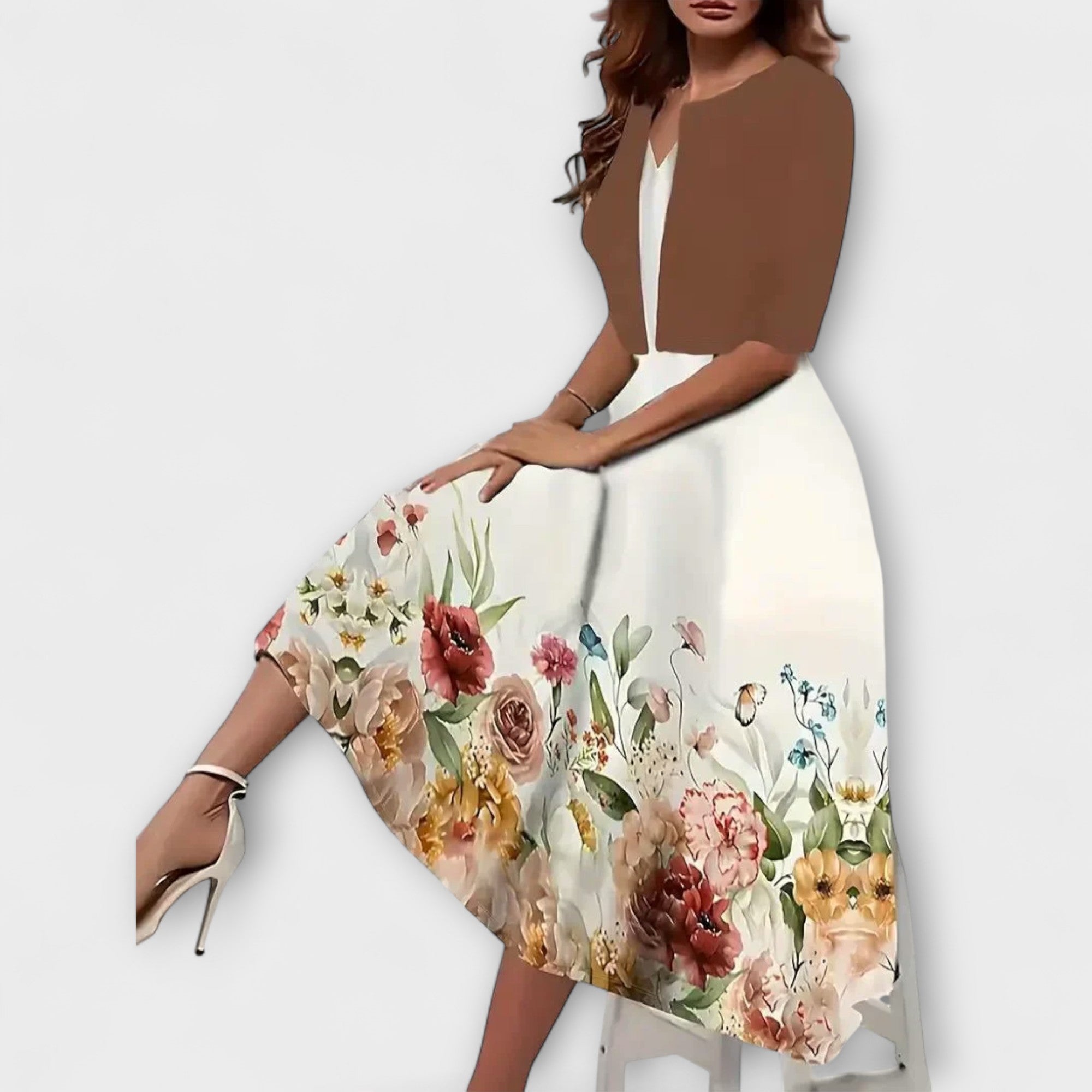 Kvinnors Midi Klänning med Jacka