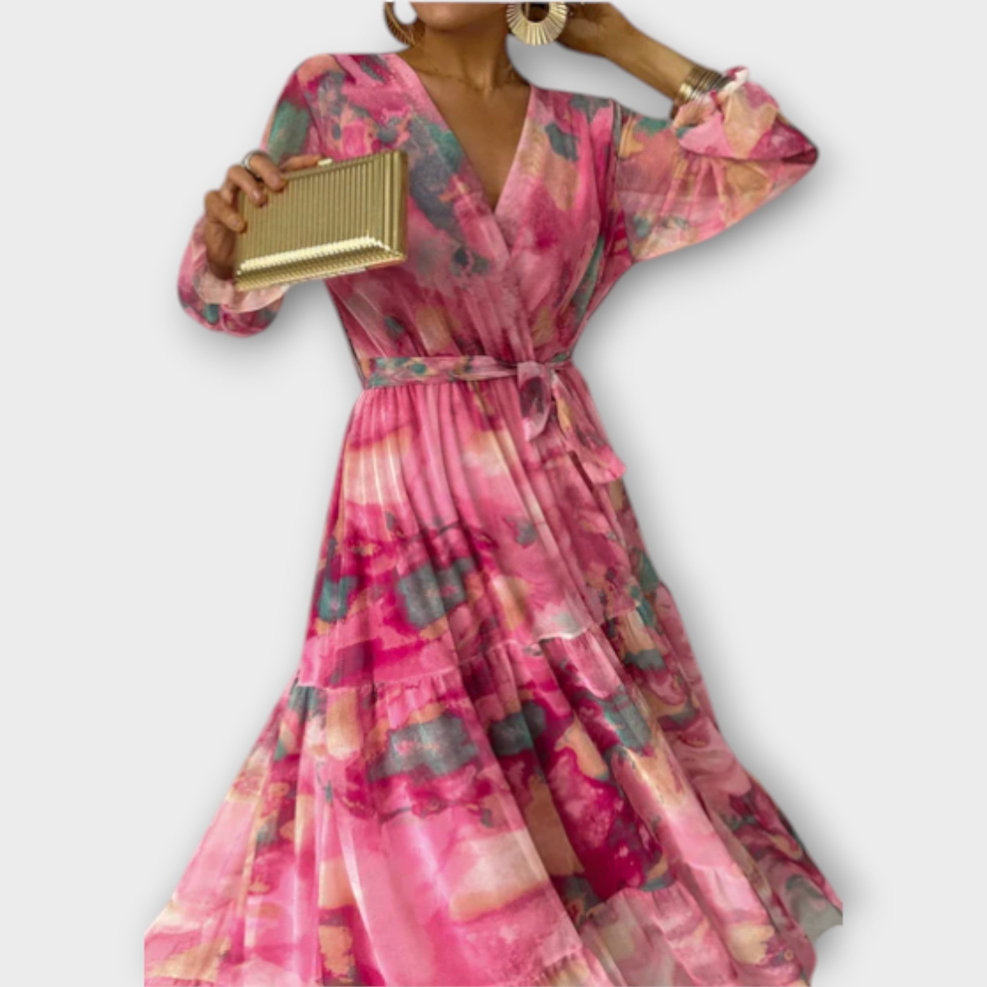 Evelyn - Akvarell Maxi Klänning