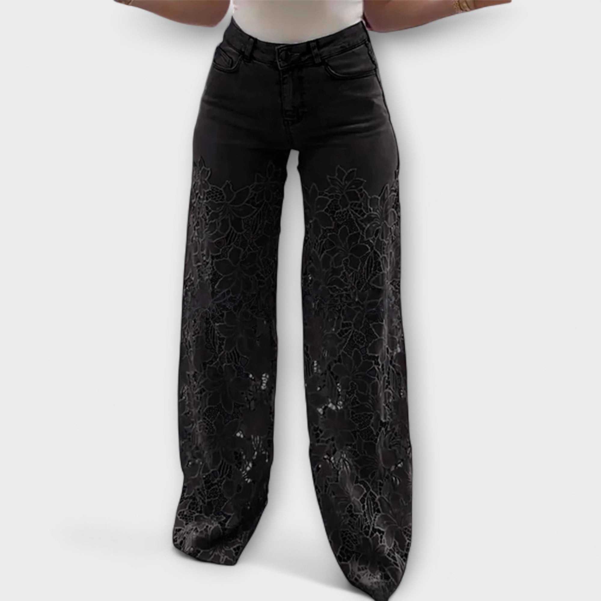 Trendy Spets Patchwork Jeans