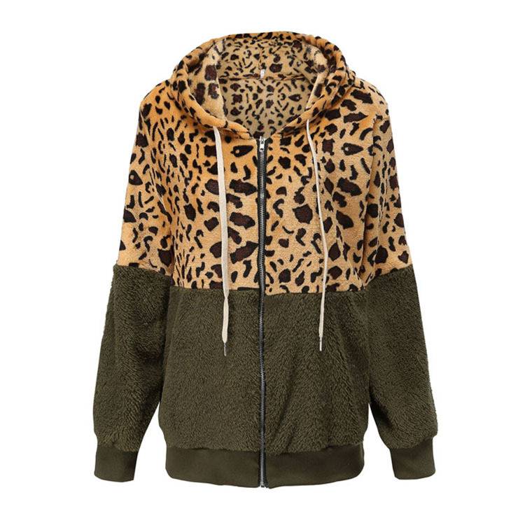 Lea - Fleece Hoodie med Leoparddesign