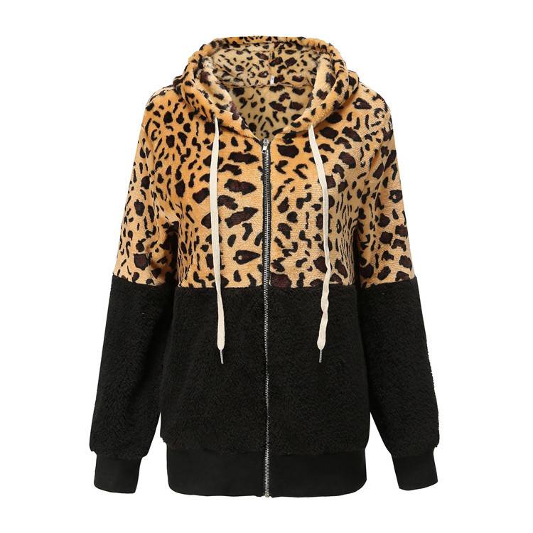 Lea - Fleece Hoodie med Leoparddesign
