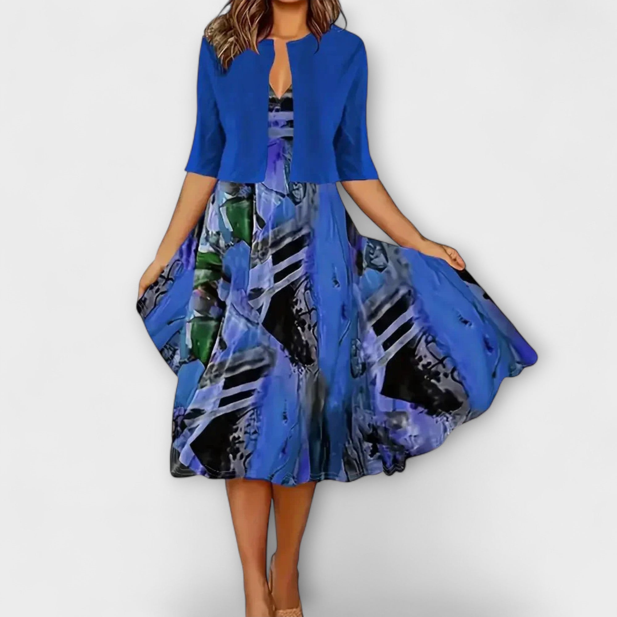 Kvinnors Midi Klänning med Jacka