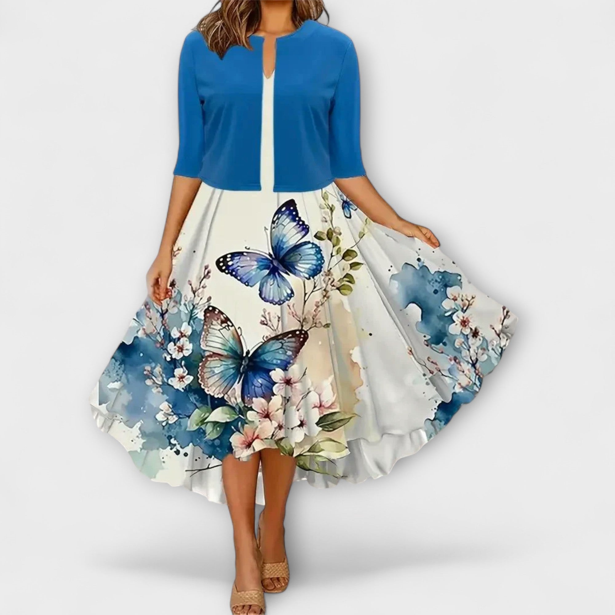 Kvinnors Midi Klänning med Jacka