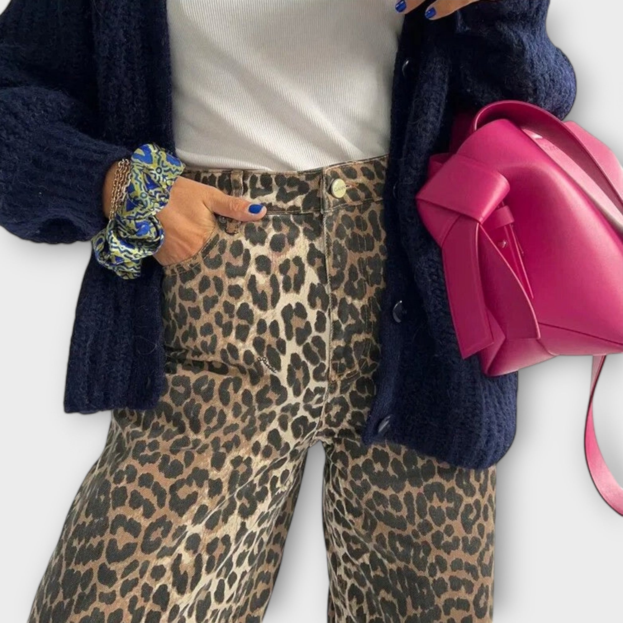 Chandra - Vintage Jeans med Leopardtryck