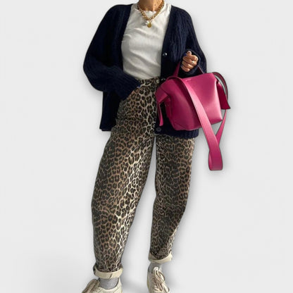 Chandra - Vintage Jeans med Leopardtryck