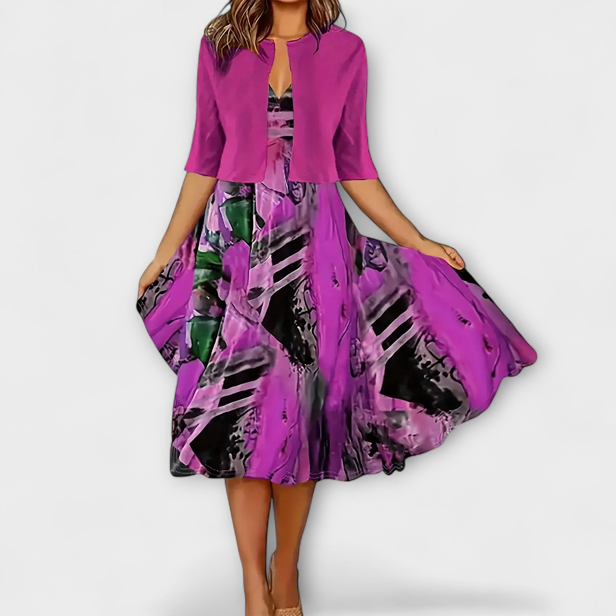 Kvinnors Midi Klänning med Jacka