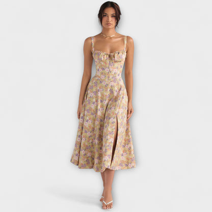 Zipporas - Figursydd bustierklänning med modern blommig tryck