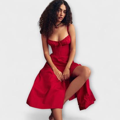 Zipporas - Figursydd bustierklänning med modern blommig tryck